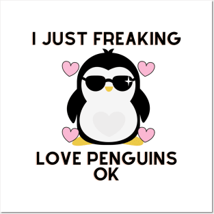 Just Freaking Loves Penguins Ok Tshirt Posters and Art